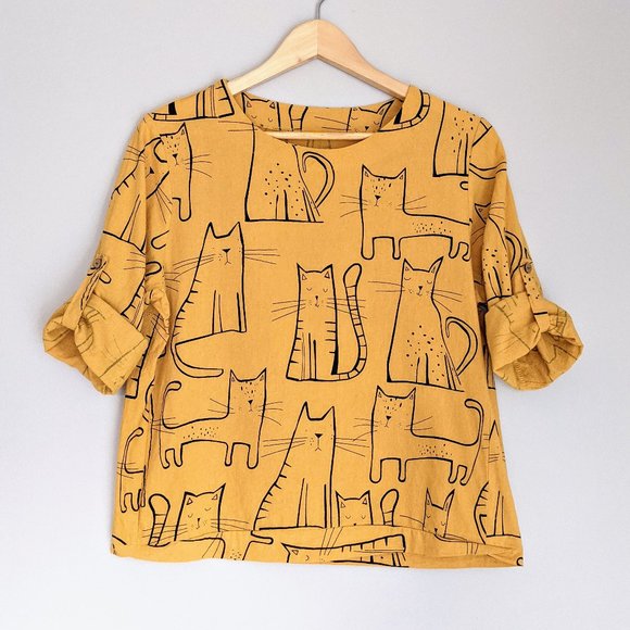 Handmade Tops - Cat Print Top